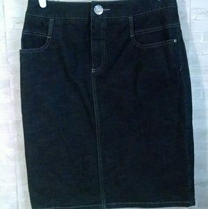 Tribal dark denim jean pencil skirt 8